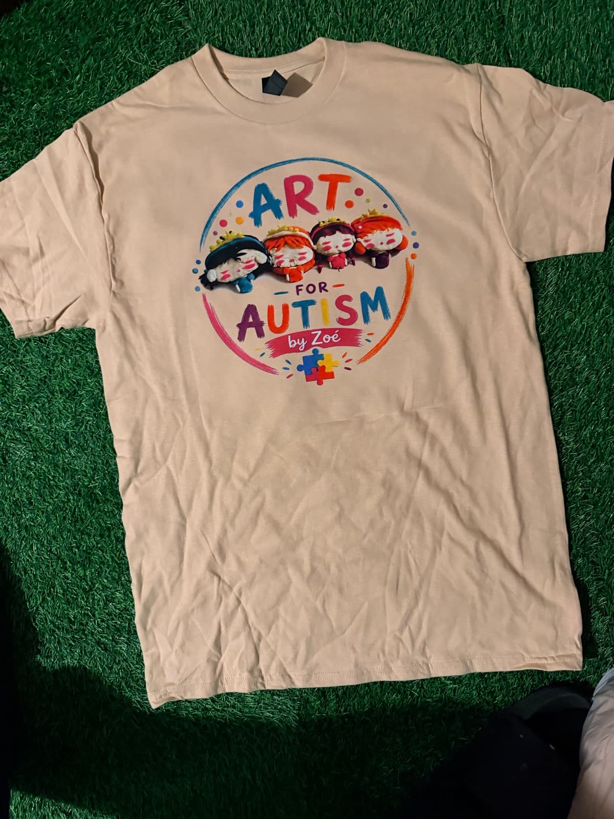 Photo of the printed tee, front